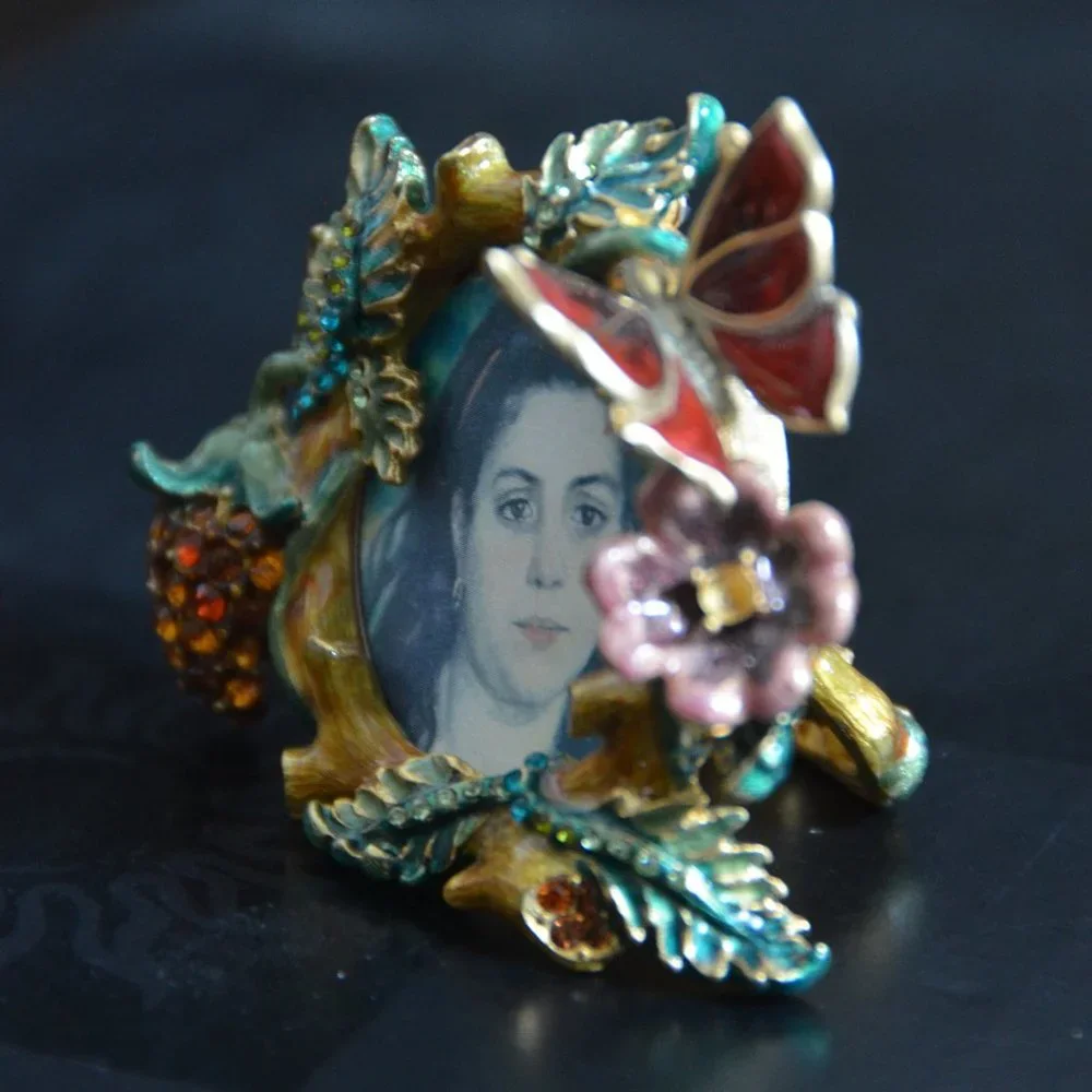 RETIRED JAY STRONGWATER FLORAL FLOWER BUTTERFLY STRAWBERRY CRYSTAL ENAMEL FRAME